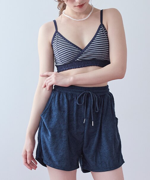 パイル地ボーダースポーティービキニ/水着