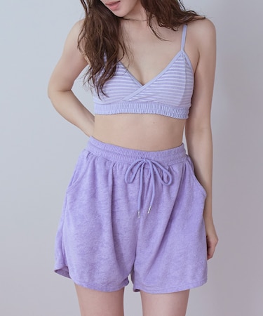 パイル地ボーダースポーティービキニ/水着