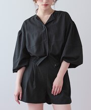 2点セット/ノーカラーボリュームブルゾンラッシュガード×ショートパンツ