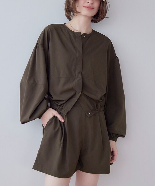 2点セット/ノーカラーボリュームブルゾンラッシュガード×ショートパンツ