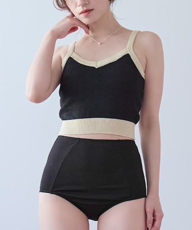 Vネックシンプルデザインニットビキニ/水着