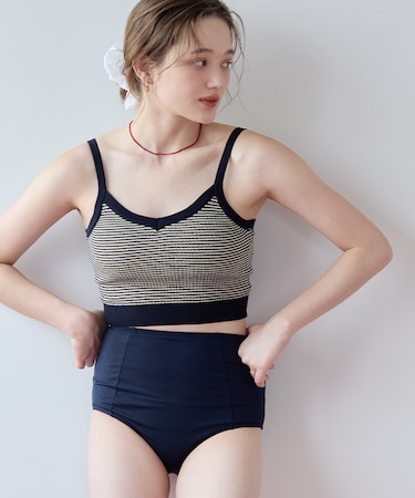 Vネックシンプルデザインニットビキニ/水着