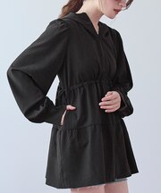 フード付ティアードジップパーカー/ラッシュガード