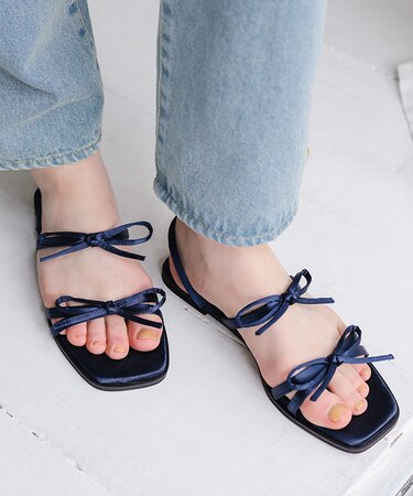 ダブルリボンサテンサンダル