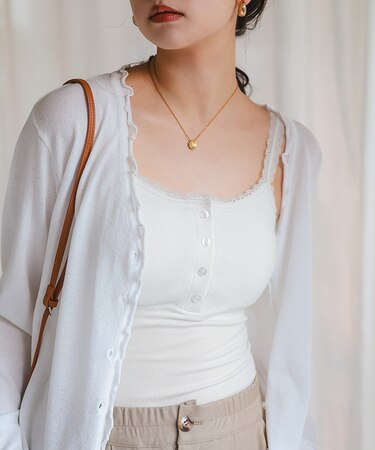 レースデザインカップ付きキャミソールインナー