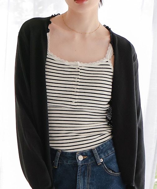 プチフリルニットカーディガン