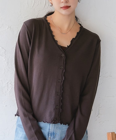 プチフリルニットカーディガン