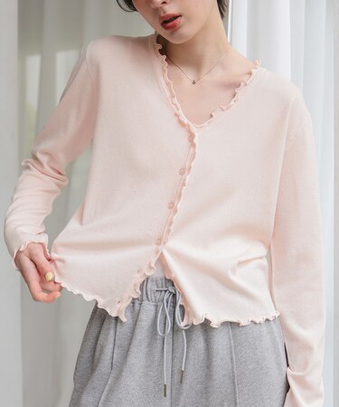 プチフリルニットカーディガン