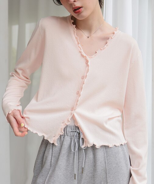 プチフリルニットカーディガン