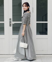 シャーリングハーフスリーブワンピース
