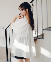 スクエアネックチュニックトップス/シュシュセット