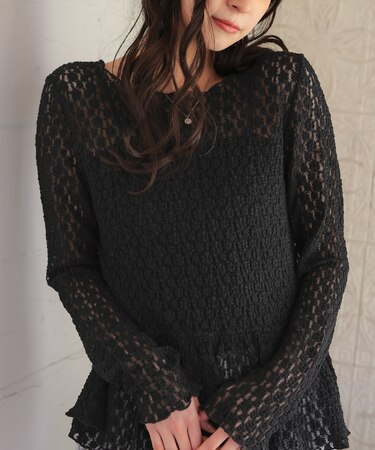 ペプラムシルエットレーストップス