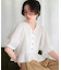ペプラムギャザーパフスリーブブラウス