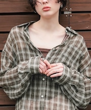 シアーチェックデザインシャツ