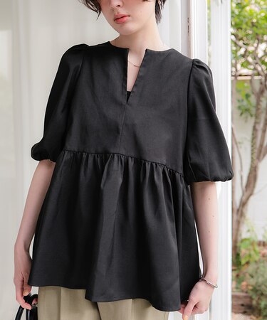 前後2wayレースアップチュニックブラウス