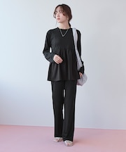 2点セット/ペプラムトップス×フレアレギンス/ラッシュガード