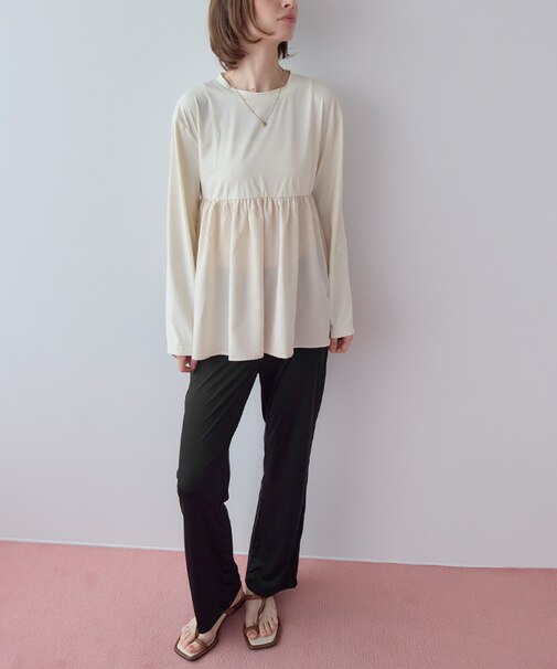 2点セット/ペプラムトップス×フレアレギンス/ラッシュガード