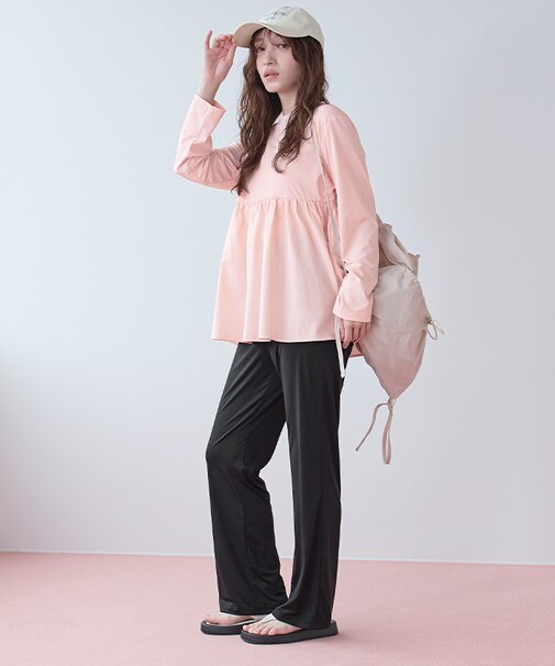 2点セット/ペプラムトップス×フレアレギンス/ラッシュガード