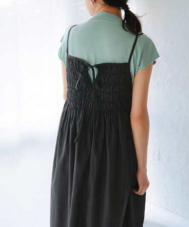 前後2wayバストシャーリングキャミソールワンピース