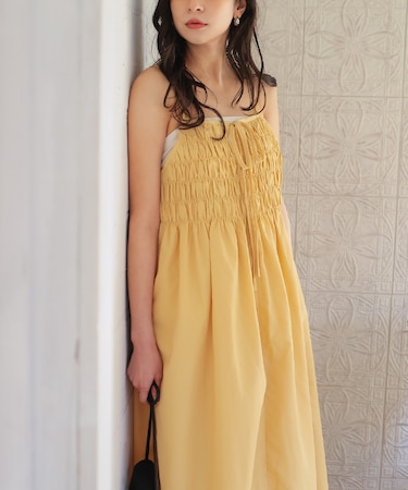 前後2wayバストシャーリングキャミソールワンピース