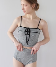 リボンデザインチェックジャガードビキニ/水着