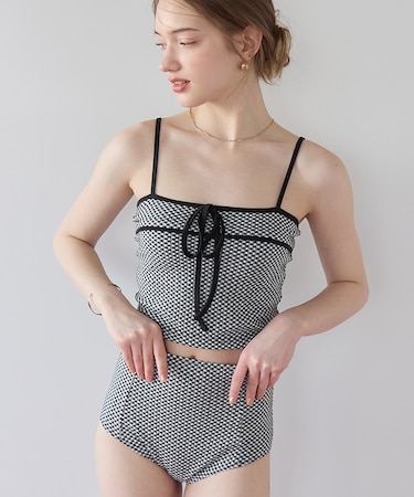 リボンデザインチェックジャガードビキニ/水着