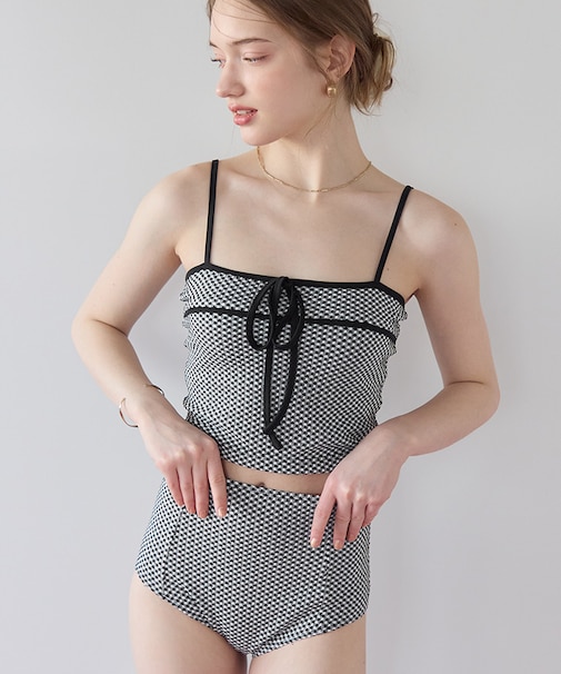 リボンデザインチェックジャガードビキニ/水着