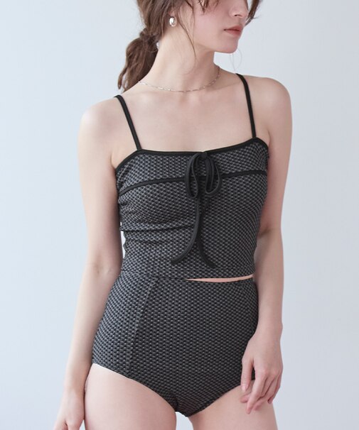 リボンデザインチェックジャガードビキニ/水着