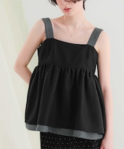 リネンライクペプラムトップス