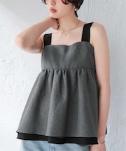 リネンライクペプラムトップス