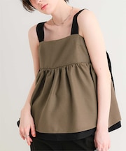 リネンライクペプラムトップス