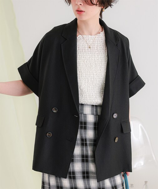 リネンライクハーフスリーブシャツジャケット