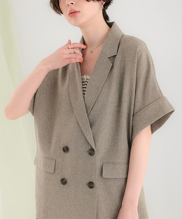 リネンライクハーフスリーブシャツジャケット