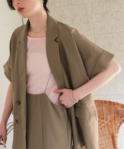 リネンライクハーフスリーブシャツジャケット