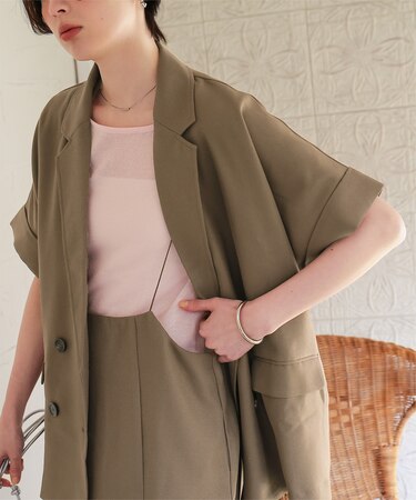 リネンライクハーフスリーブシャツジャケット