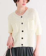 胸ポケットハーフスリーブニット