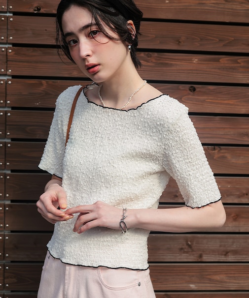 ツブツブシャーリングカットソートップス