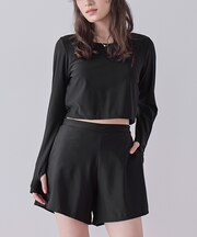 3点セット/パイピング長袖ビキニ×ショートパンツ/水着