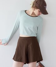 3点セット/パイピング長袖ビキニ×ショートパンツ/水着