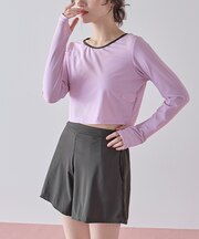 3点セット/パイピング長袖ビキニ×ショートパンツ/水着