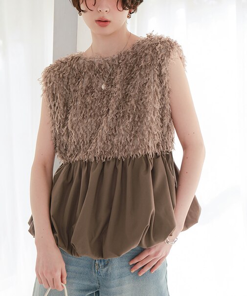前後2wayフェザーペプラムトップス/ベスト
