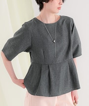 リネンライクランタンスリーブブラウス