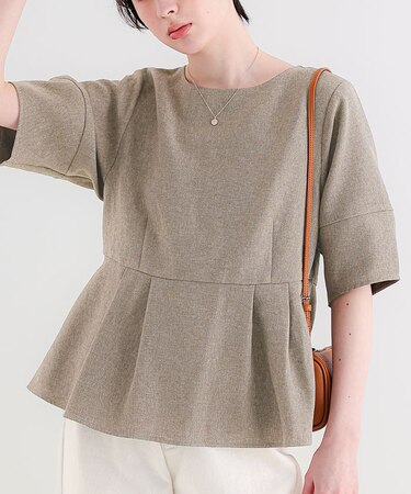 リネンライクランタンスリーブブラウス