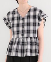 ペプラムフレンチスリーブブラウス【メール便可／100】