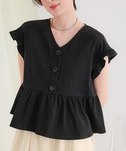 ペプラムフレンチスリーブブラウス【メール便可／100】