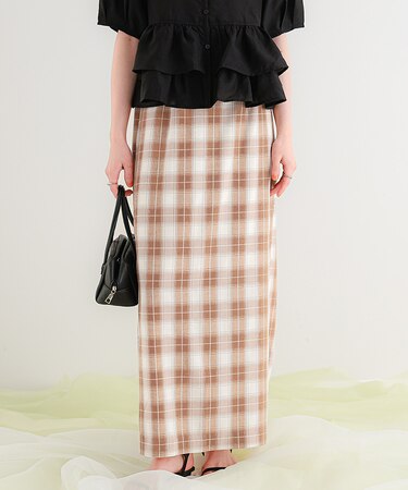 Iラインチェックスカート