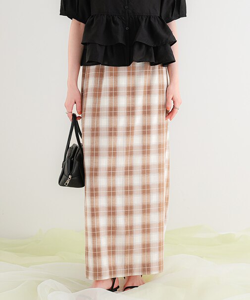 Iラインチェックスカート