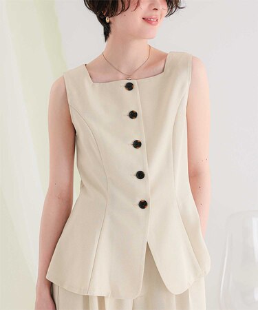 リネンライクノースリーブジレ/トップス