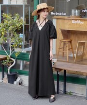 前後2wayリボンデザインギャザーボリュームワンピース