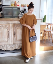 前後2wayリボンデザインギャザーボリュームワンピース